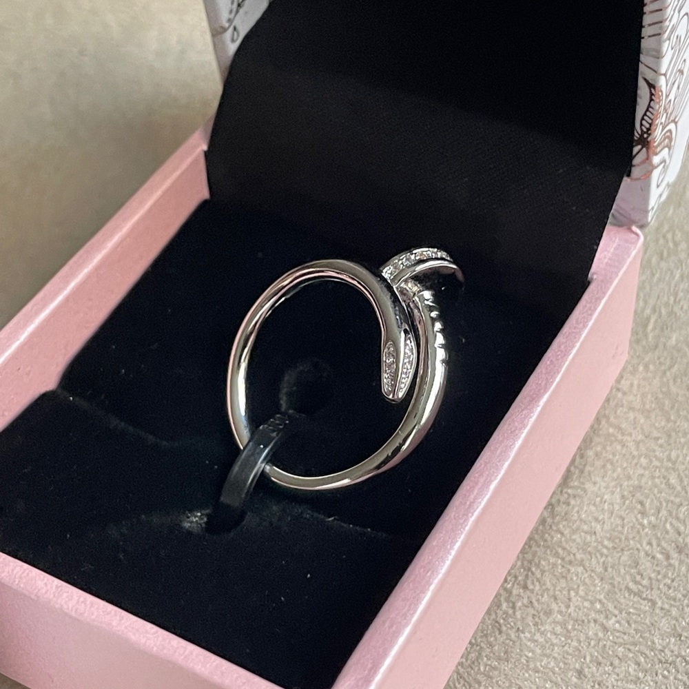 Peermont Rhodium Plated CZ crystal Nail Ring, NWOT. Size 9 - Picture 4 of 16